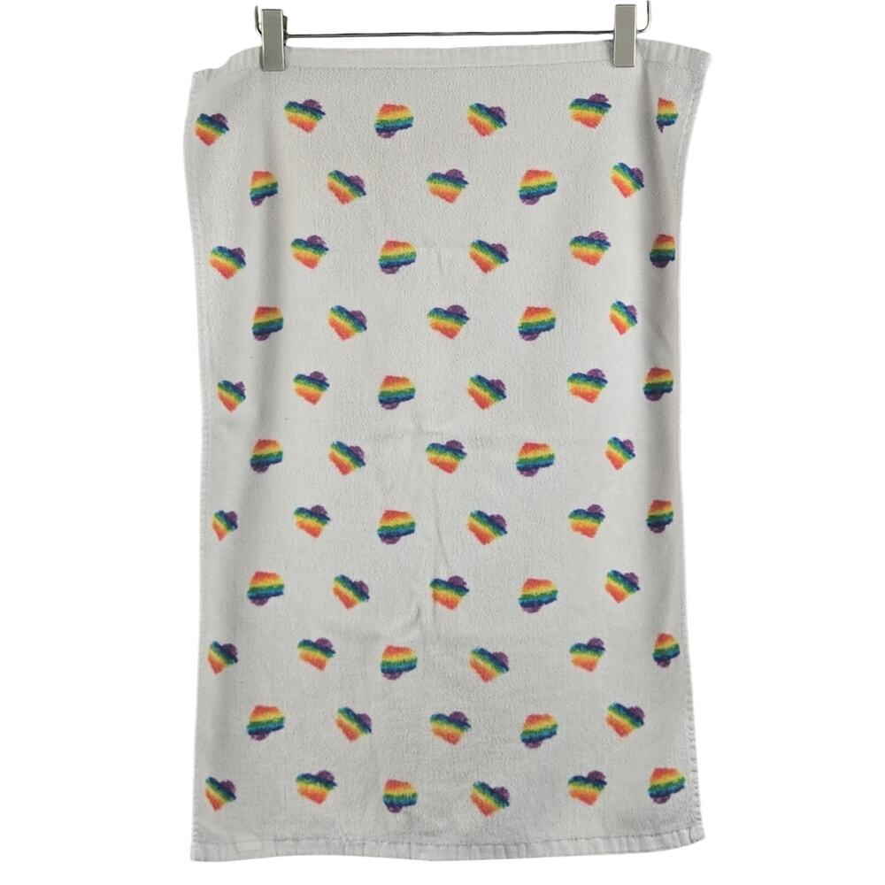 Isaac Mizrahi New York Hand Towel Rainbow Hearts Pride